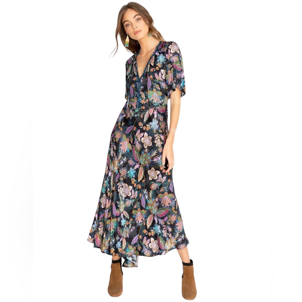 Johnny Was Flutter Sleeve Maxi Dress Sz XXL